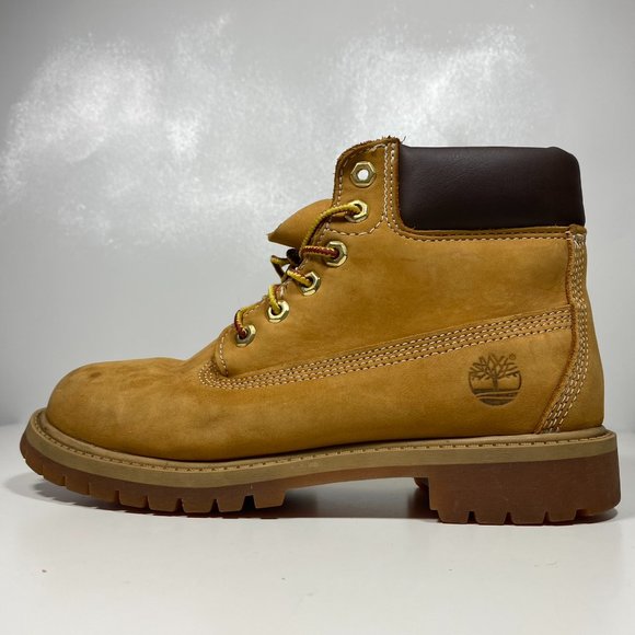 Timberland Youth Boots Waterproof Nubuck Wheat Brown Sz 3M - Picture 10 of 16